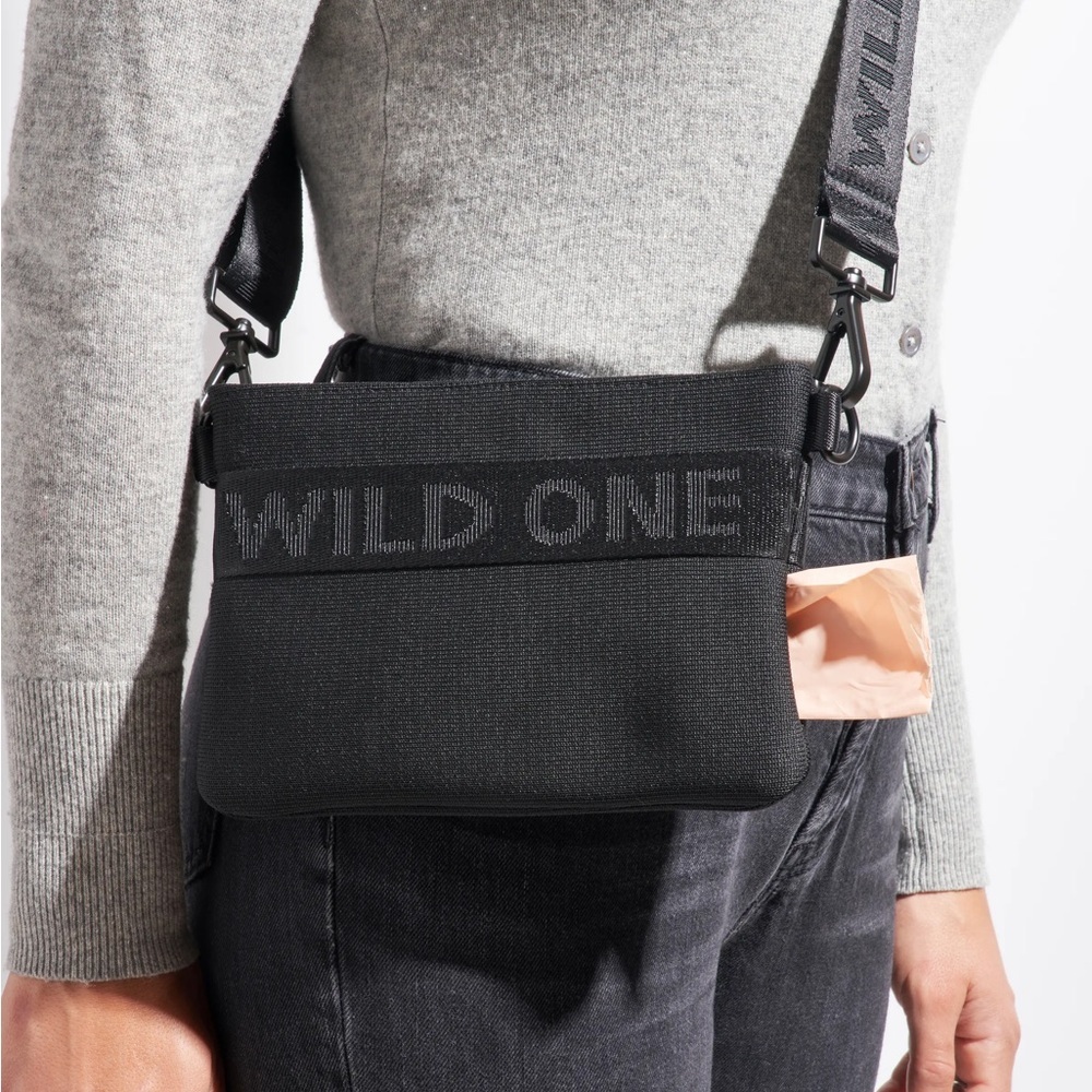 Wild One Women’s The Treat Pouch Crossbody Bag Snap Button in Black